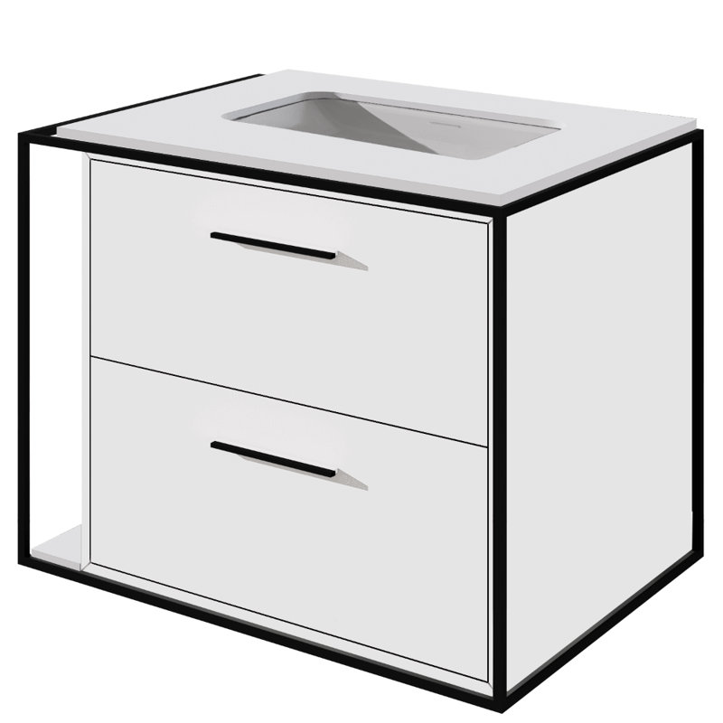 Linea 24" Vanity Base, Polished Stainless Steel, Wall Mount, Matte White