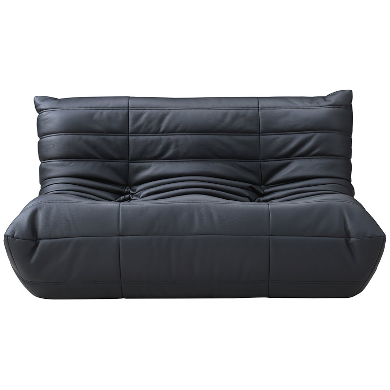 Causeuse rembourrée en velours 54,75 po Rachel, Cuir végétalien noir