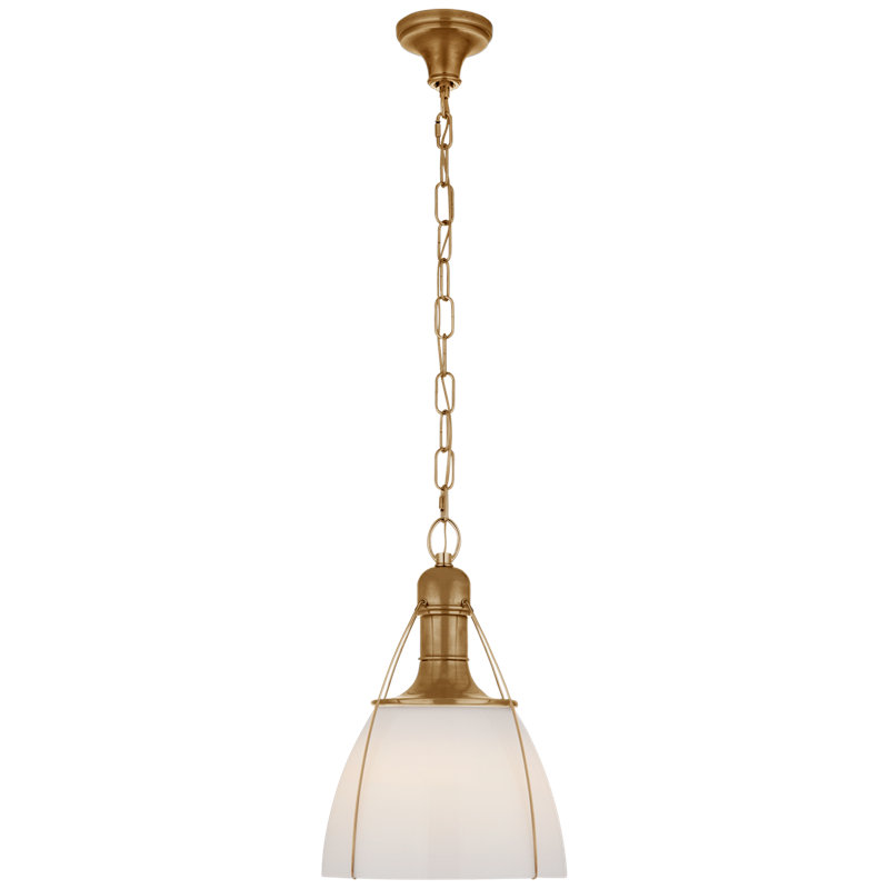 Chapman & Myers Prestwick Pendant, White, Antique Brass, 21" H x 14" W x 14" 