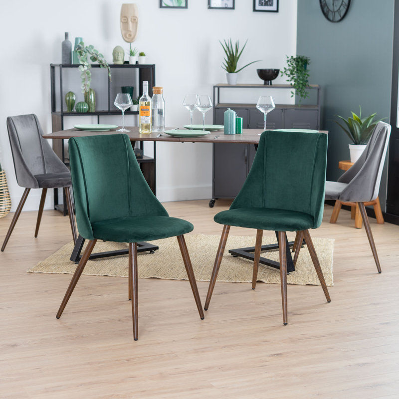 Tyrell 47cm H Velvet Upholstered Side Chair, Green