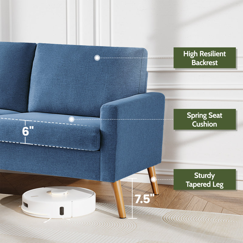 Upholstered Standard Loveseat, 35" H x 68" W x 30" D, Blue Linen