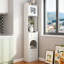 Grande armoire de rangement pour salle de bain avec tiroirs, portes en verre et panneau perforé