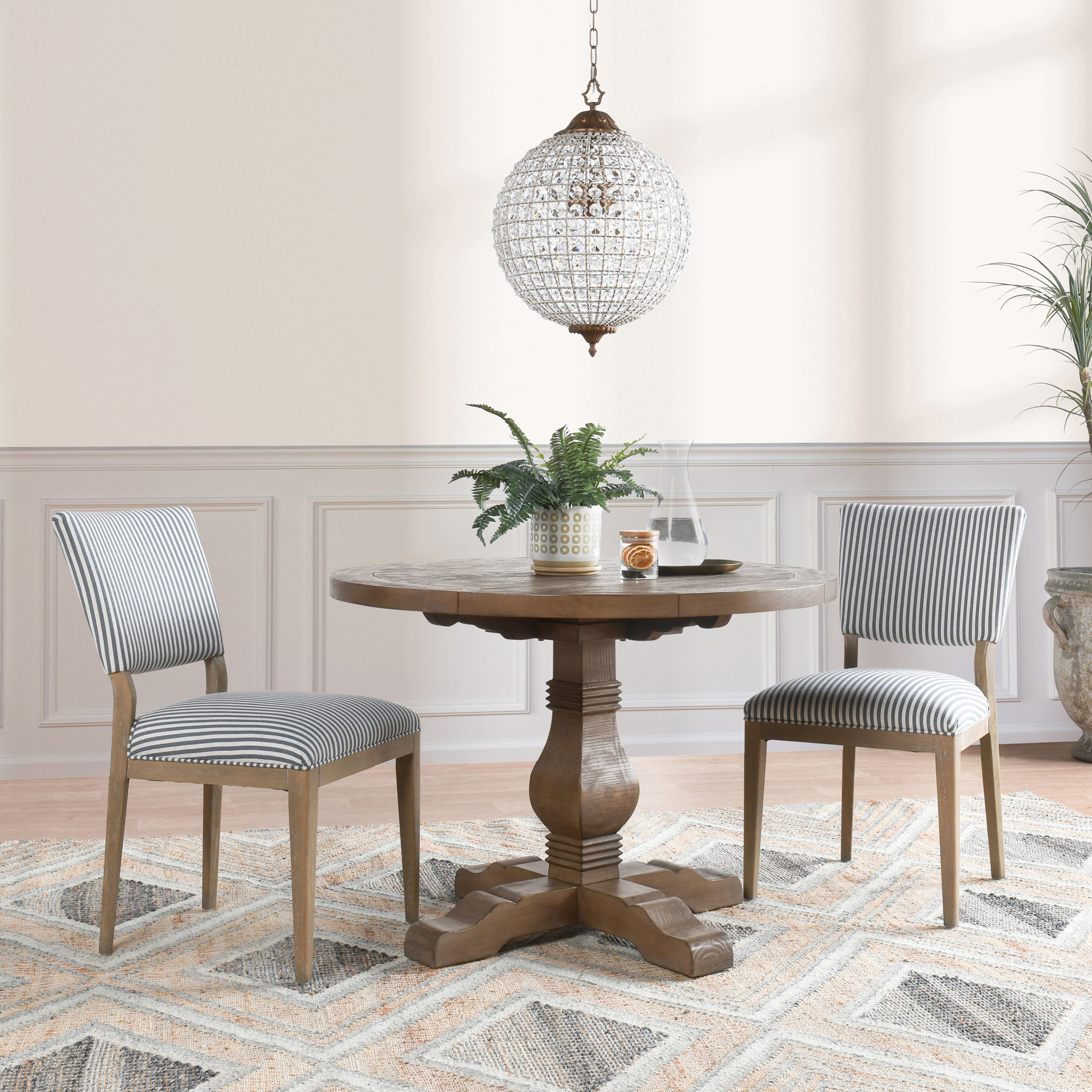 Kinston Solid Wood Pedestal Dining Table, Distressed Brown, 42" x 42"