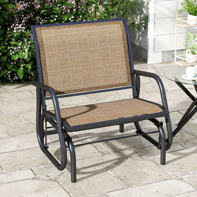 Porch Glider Seat - Metal And Breathable Mesh, Adds Comfort To Backyard, Garden, Poolside, Balcony Frame Rocking Chair With Cloth For Garden Brown Outlook