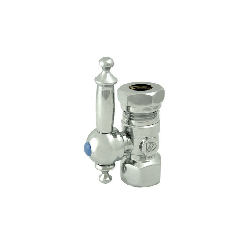 Kingston Brass Vintage 1/2-Inch FIP x 1/2 or 7/16-Inch Slip Joint Quarter-Turn Straight Stop Valve, Polished Chrome