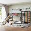 Lit mezzanine en métal avec glissade, panier de basketball, mur d'escalade et rangement-889885892-889885894