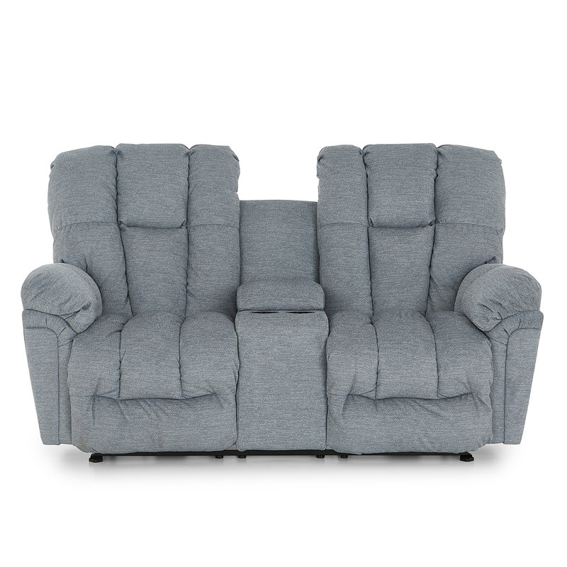Upholstered 63'' Reclining Loveseat, Gray Polyester