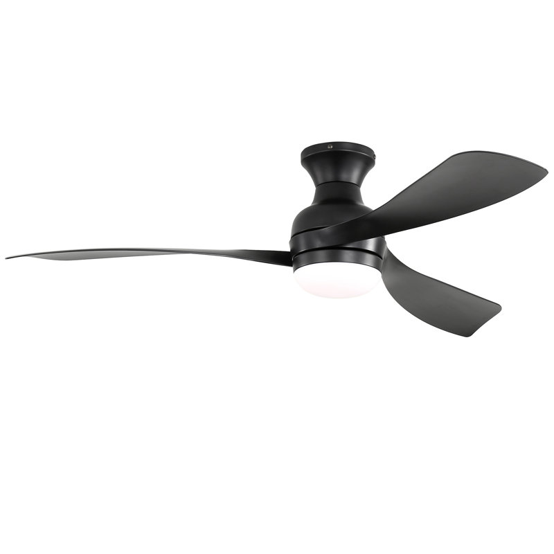 Sofucor 1 PC 52-Inch Fulsh Mount Ceiling Fan With Light, Black