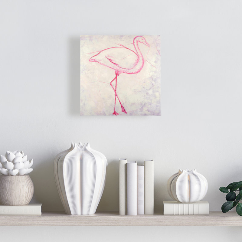 Gris, flamant rose, croquis, toile, art mural