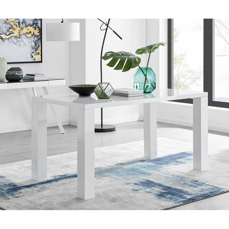 Scottsmoor Modern High Gloss Dining Table Set & 4 Luxury Faux Leather Dining Chairs