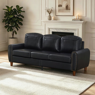 81.5" Classic Living Room Sofa Faux Leather Couch