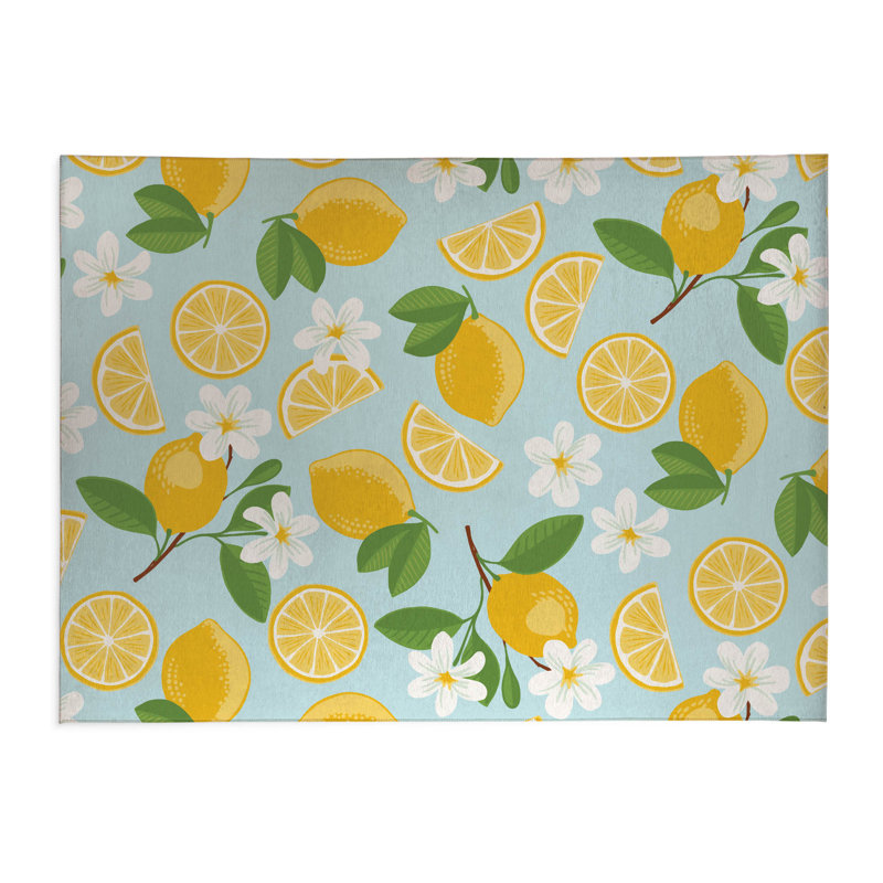 Tapis de lessive léger et antidérapant Lemmie, 37 "L x 5.5 "H, Blue Floral
