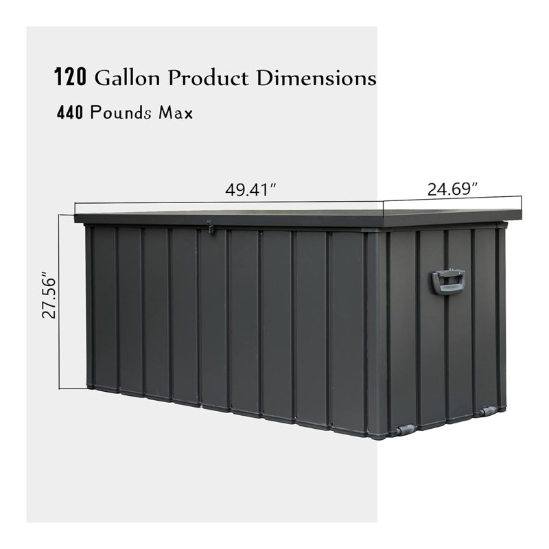 100 Gallon Outdoor Storage Deck Box Waterproof, Large Patio Storage Bin For Outside Cushions, Throw Pillows, Garden Tools, Lockable (Dark Brown)