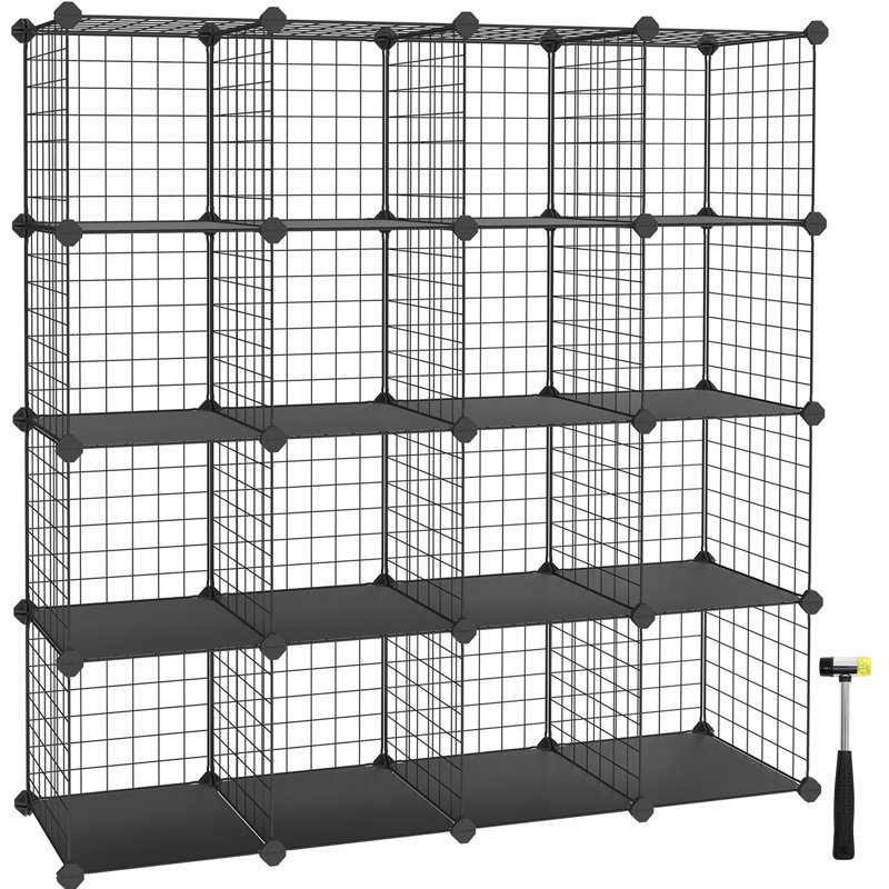 Mccroy Iron Cube Bookcase, Black, 71cm H x 91cm W x 36cm D