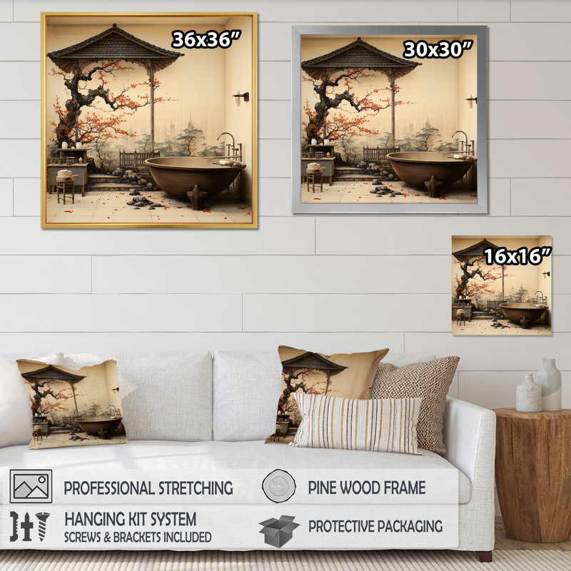 Bathroom Japan Art Ceremony I - Bath & Laundry Wall Decor, H 16 po x l 16 po x P 1 po, Cadre flottant noir