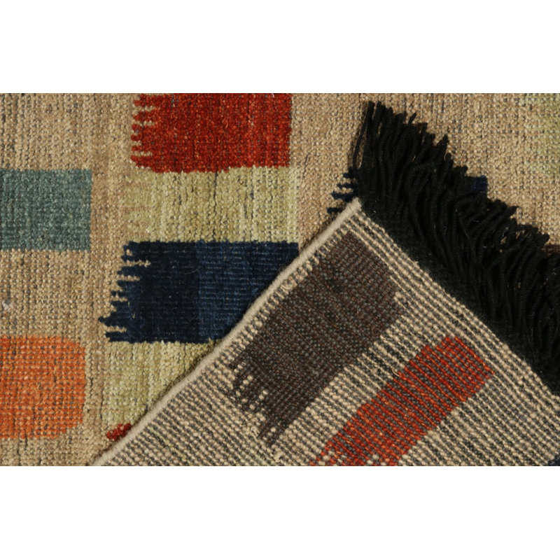 Burano Hand Knotted Wool Geometric Area Rug, Rectangle 5' x 7'