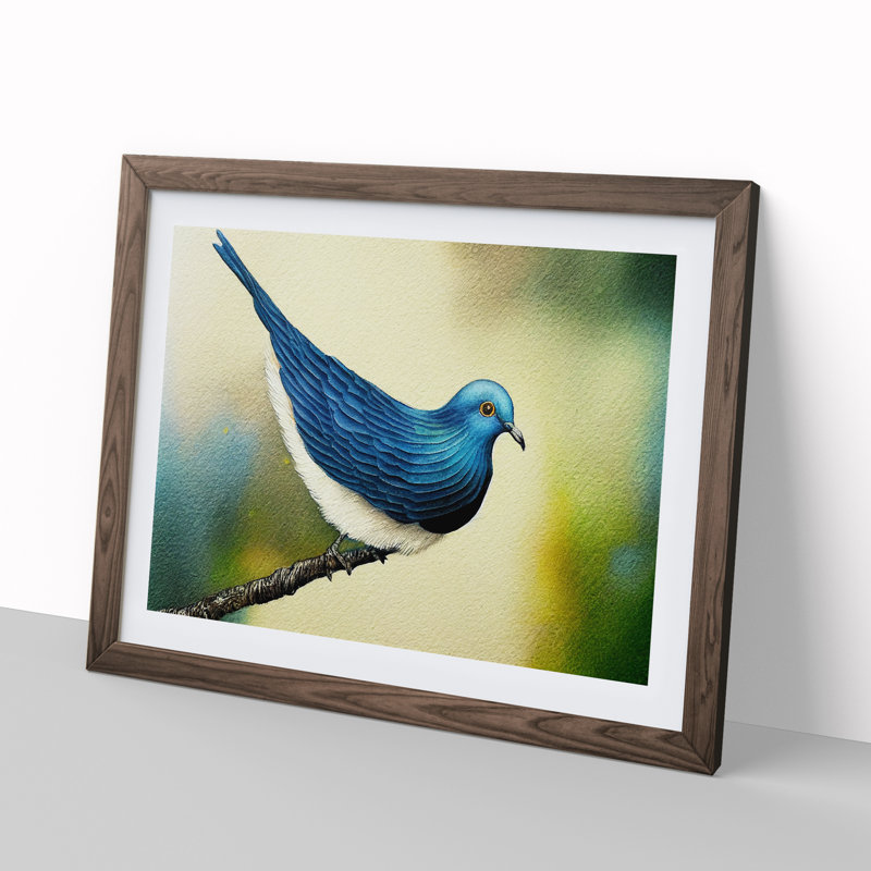 Dove Bird In Watercolour Vol.5 - Single Picture Frame Print, Walnut Framed, 34cm H x 46cm W x 2cm D