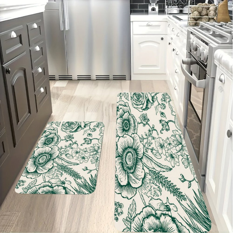 Ensemble de 2 tapis de cuisine bleu sarcelle