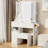 Small Space Left Drawer Desktop Vanity Table + Cushioned Stool, 2 AC+2 USB Power Station-277867221
