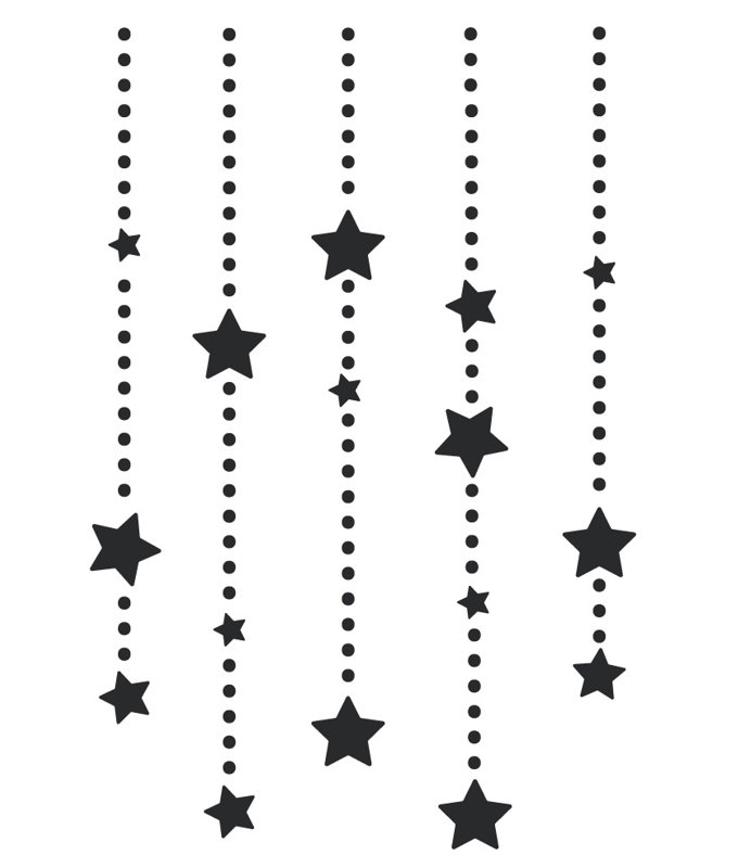 Décalcomanie murale étoile éléments suspendus, H 36 po x l 24 po x P 0,01 po, Noir