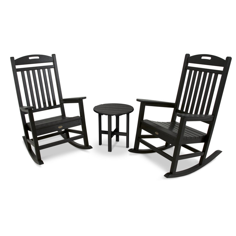 Ensemble 3 pièces POLYWOOD Yacht Club Rocker, Noir anthracite