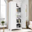 Armoire en métal avec 2 portes galbées, hauteur de 71 po, tablettes réglables pour le rangement de la chambre à coucher, armoire en acier blanc de 70,59 po de hauteur, tablettes, rangement pour ustensiles de cuisine, peu encombrant-1964426831-1964426829