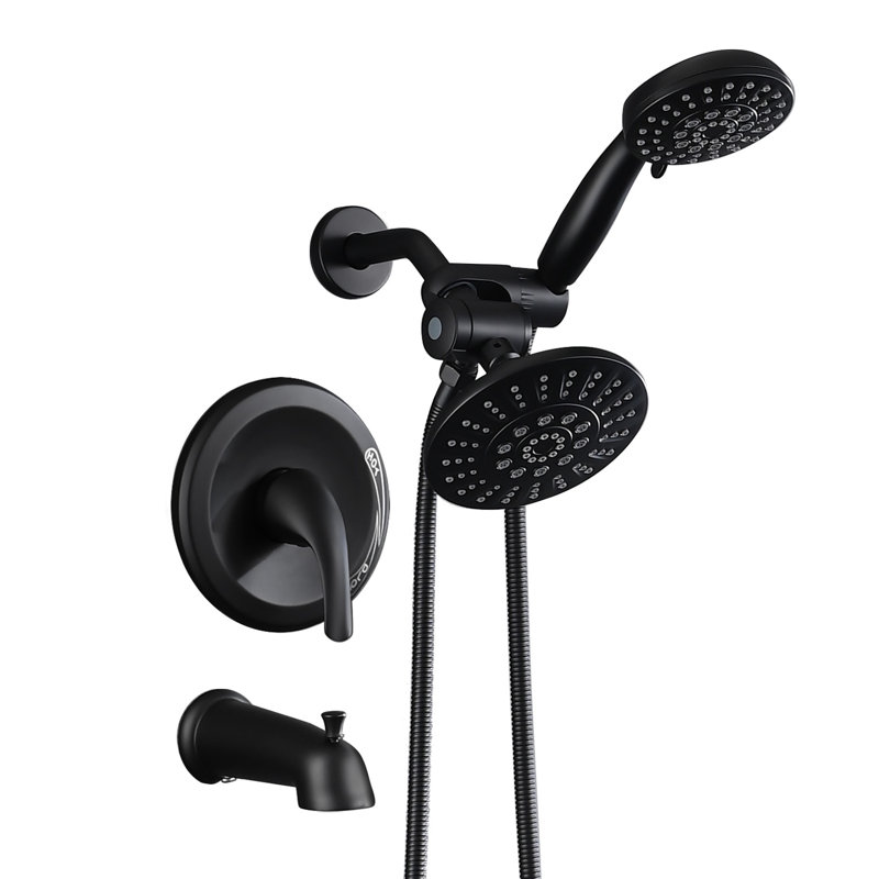 Complete Shower System with Rough in-Valve, Matte Black