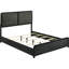 Grand lit à panneau tapissier noir avec tissu gris anthracite, coins arrondis, basse, bois d'hévéa pour le confort de la chambre à coucher