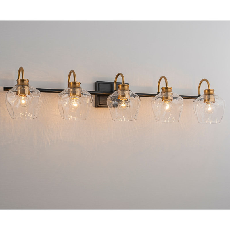 Éclairage pour meuble-lavabo à intensité variable Montalto, Noir mat / Or, 5 lumières