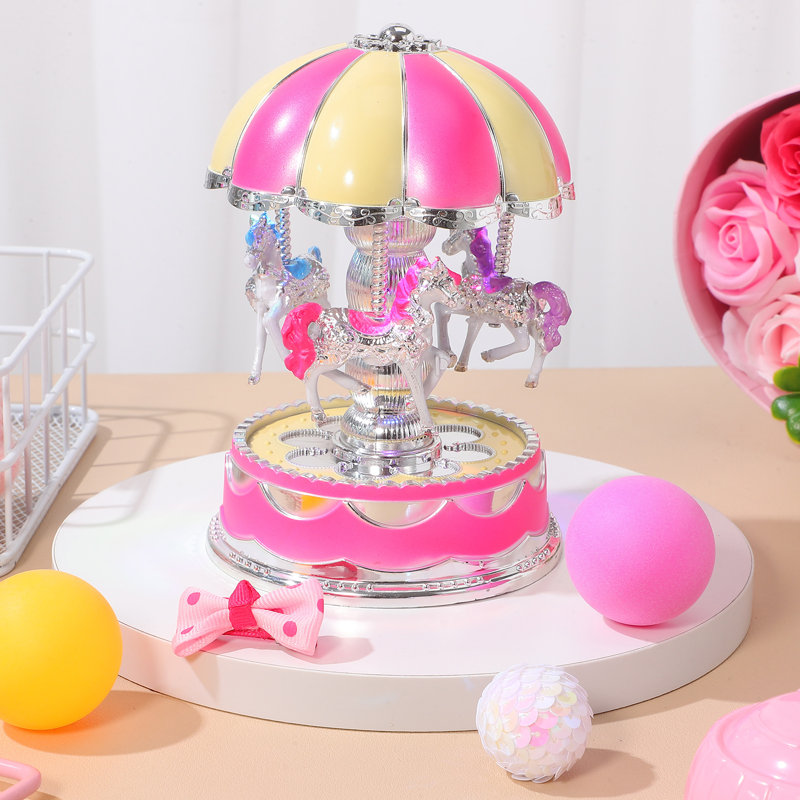 Boîtes à musique pour filles, globes de neige, globe de neige, cadeaux, cheval, carrousel de luxe