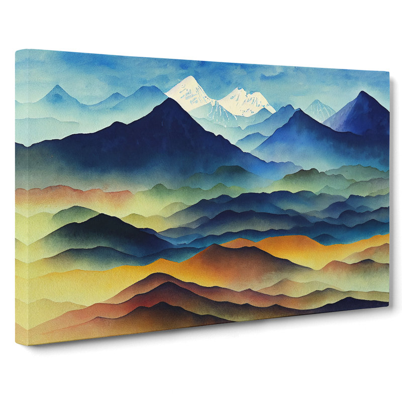 Watercolour Mountain Landscape Vol.4 - Wrapped Canvas, 50cm H x 76cm W x 3cm D