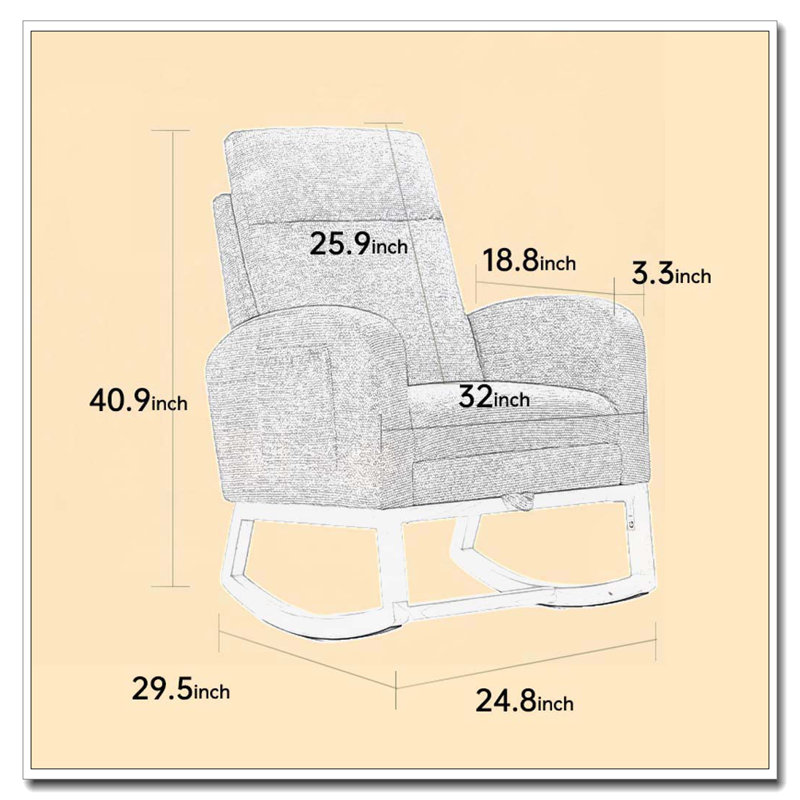 Chaise berçante avec pieds en bois massif, Gris foncé