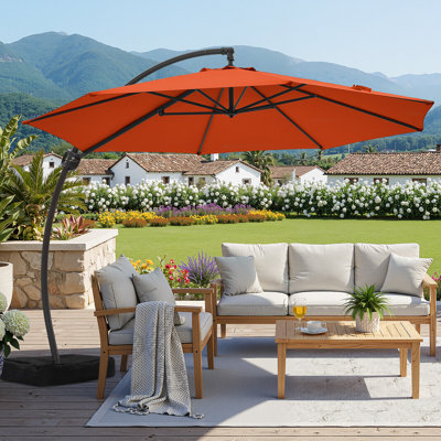 Bersa 11 ft Cantilever Patio Umbrella with Infinite Tilt, Aluminum Pole, Protective Cover & Sandbag