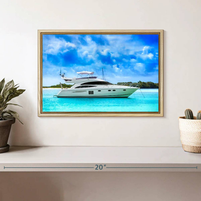 Yacht de luxe des Caraïbes, Cadre flottant en bois naturel, 13 po x 9 po