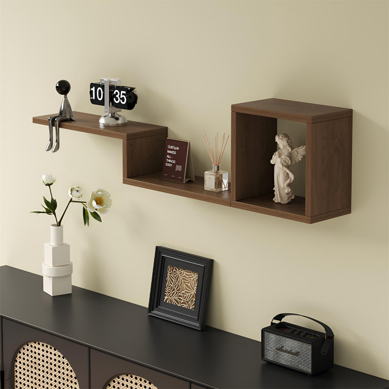Tablette murale flottante en bois massif, H 11,22 po x l 47,24 po x P 5,9 po