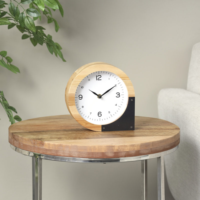 Metal Mechanical Tabletop Clock in Light Brown