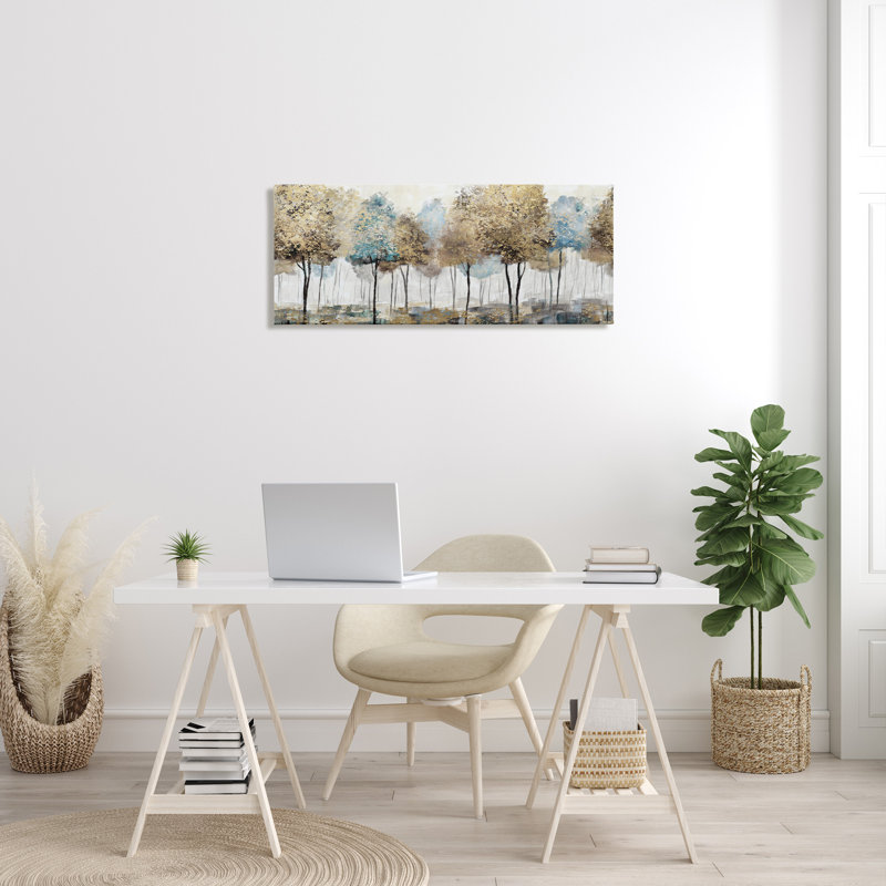 «Rustic Country Orchard Landscape», grands arbres surdimensionnés sur toile tendue par Nan, H 17 po x l 40 po