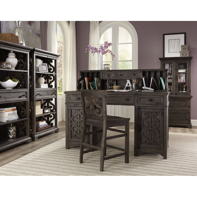 Bibliothèque standard en bois massif H 68 "x l 40" Bethel, Poivre