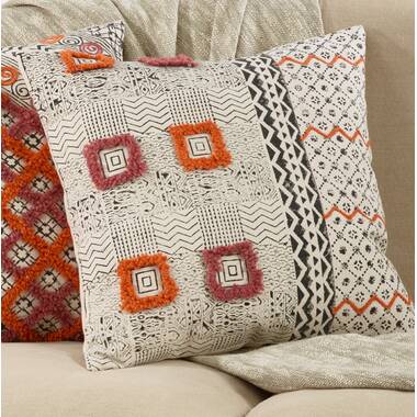 Appliqued Cotton Throw Pillow