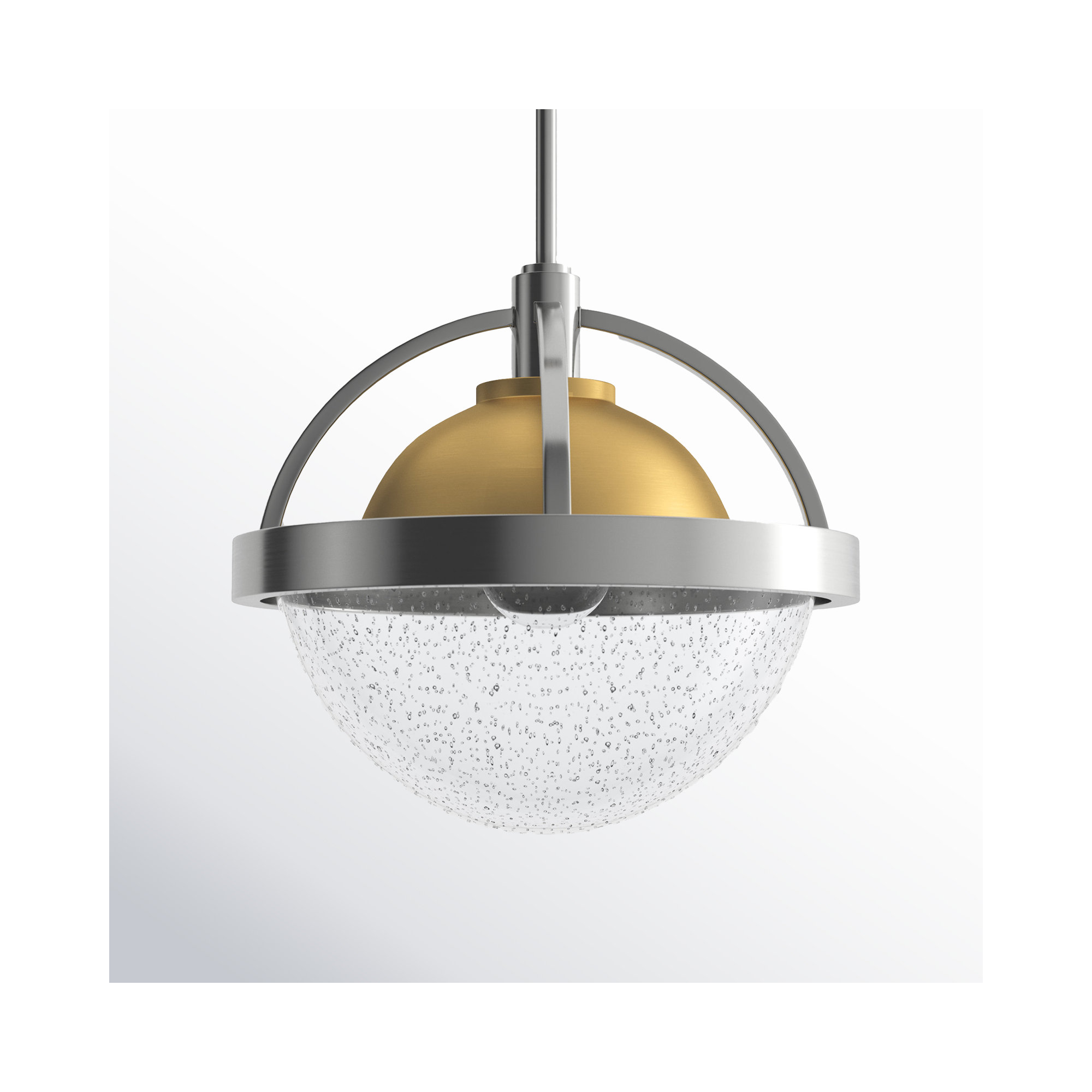 Kathryn Single Light Glass Dimmable Pendant, Polished Nickel, Heritage Brass