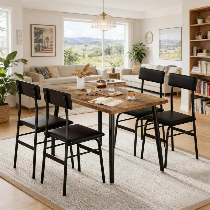 Dining Table Set for 4 with 4 Upholstered Chairs for Samll Space, Dining Room
