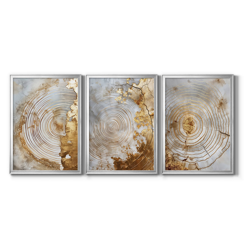 ABSTRACT Series CLxxxi - Toile tendue avec châssis sur mesure - 3 pièces, Argent argent