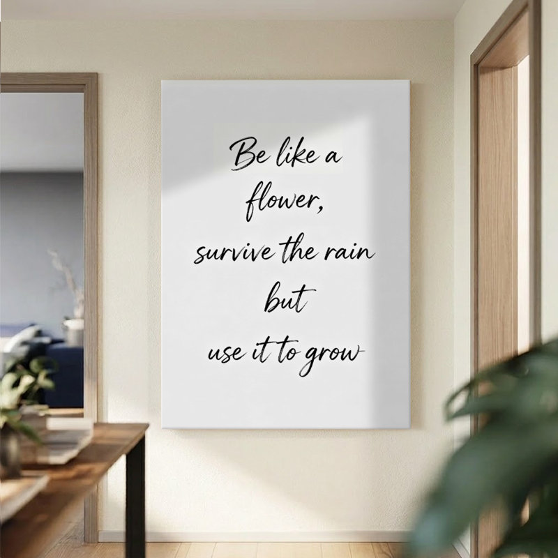 «Survive the Rain», impression inspirante sur toile - Calligraphie florale élégante