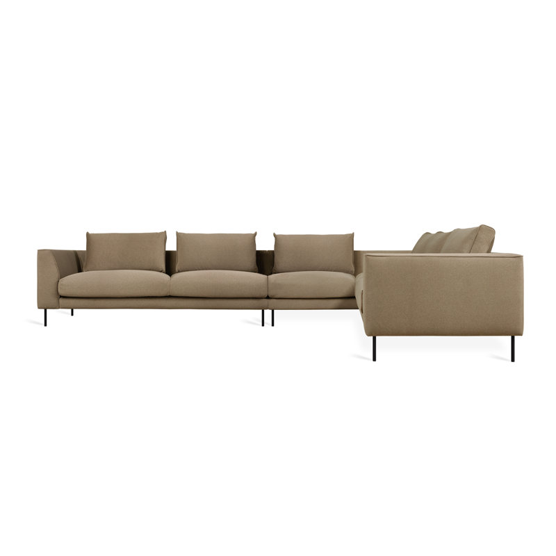 Canapé modulaire Renfrew XL, 100% polyester merino moka, Accoudoir à droite (vu de face)