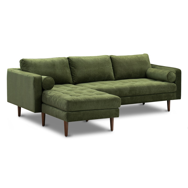 Napa 104.5" Velvet Sectional Sofa, Distressed Green Velvet, Left Hand Facing