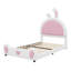 Lit plateforme tapissier avec tête de lit en forme de lapin-1018712195