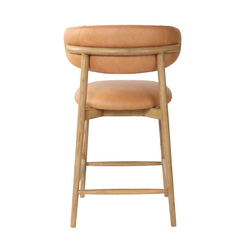 Murphey Upholstered 26'' Counter Stool with Solid Wood Frame, Hazelnut Brown