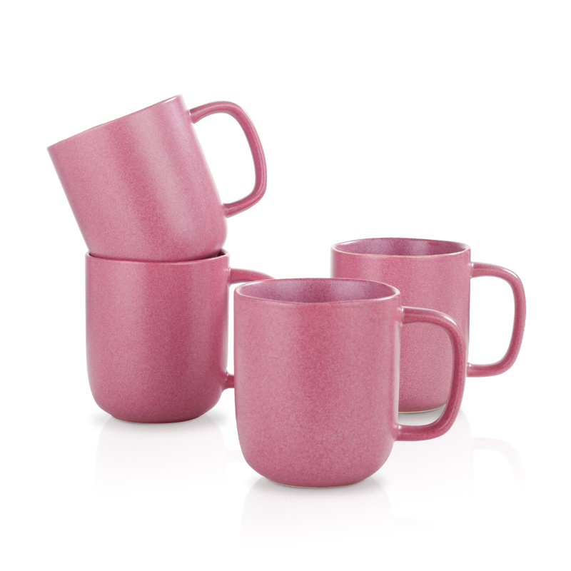 Stone Lain Tom 4-Piece Mug Set Stoneware, Pink