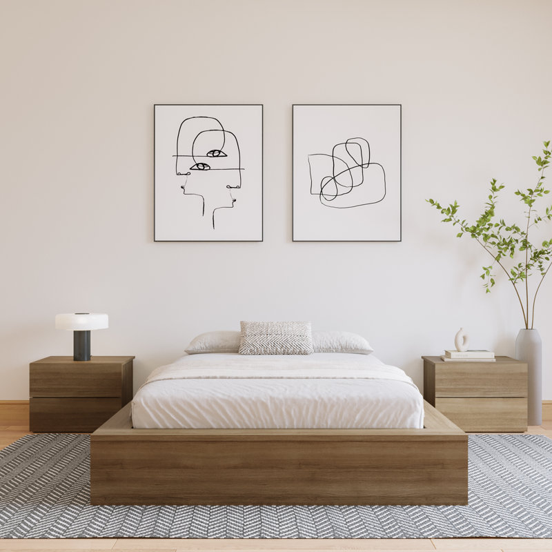Hamdija Platform Bed, Brown Oak, Full