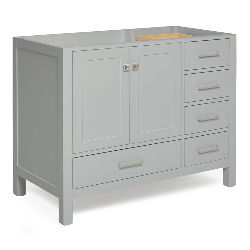 Cambridge 42'' W Single Bathroom Vanity Base, Gray, Brushed Nickel